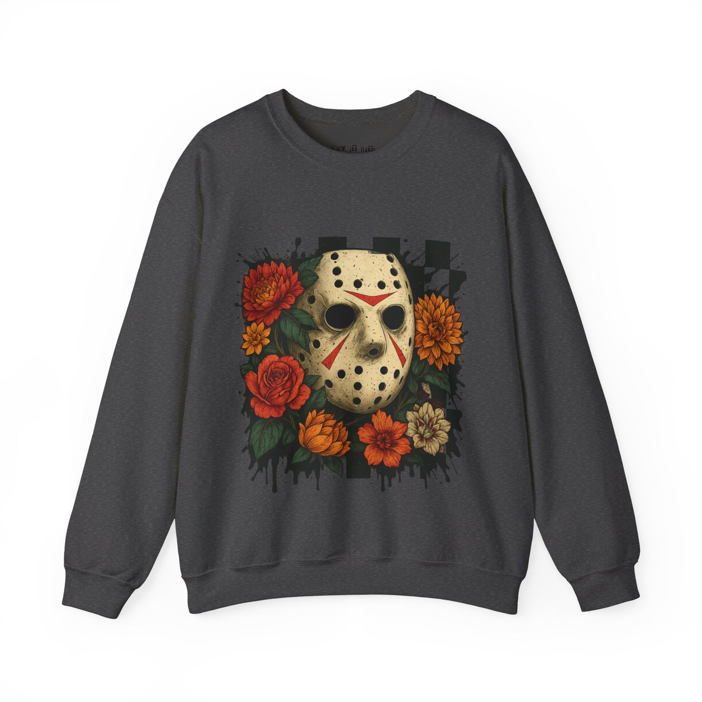 Blooms & Blood – Jason Mask Floral Horror Sweatshirt