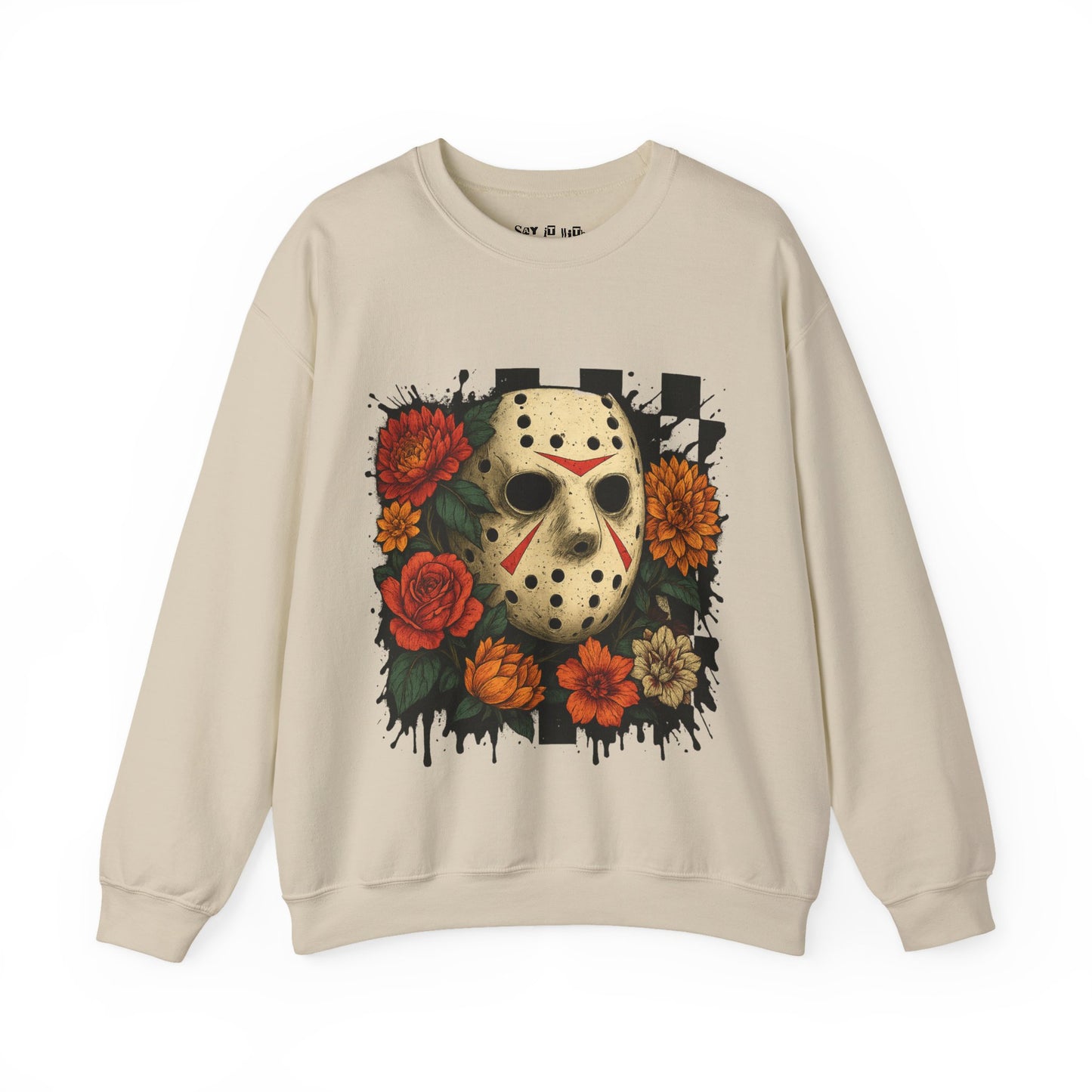 Blooms & Blood – Jason Mask Floral Horror Sweatshirt