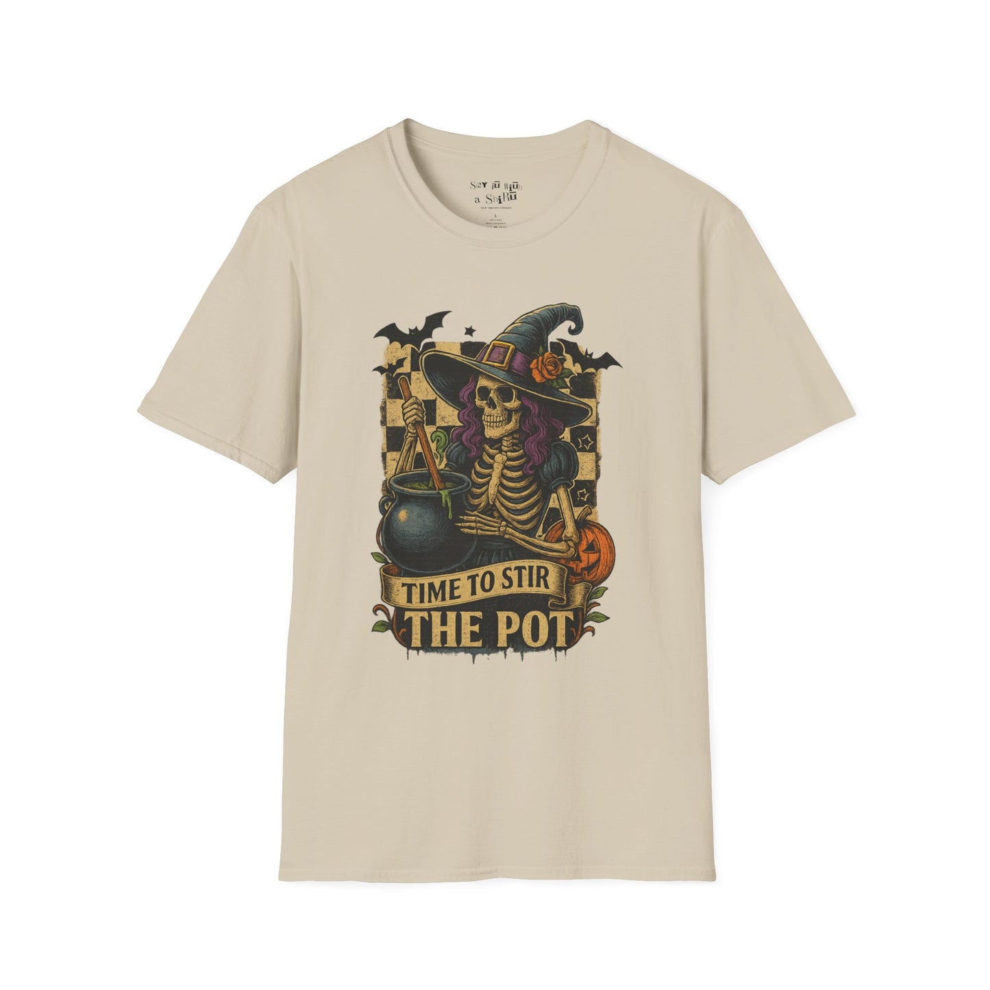 Time to Stir the Pot Halloween Witch Skeleton Tee Shirt