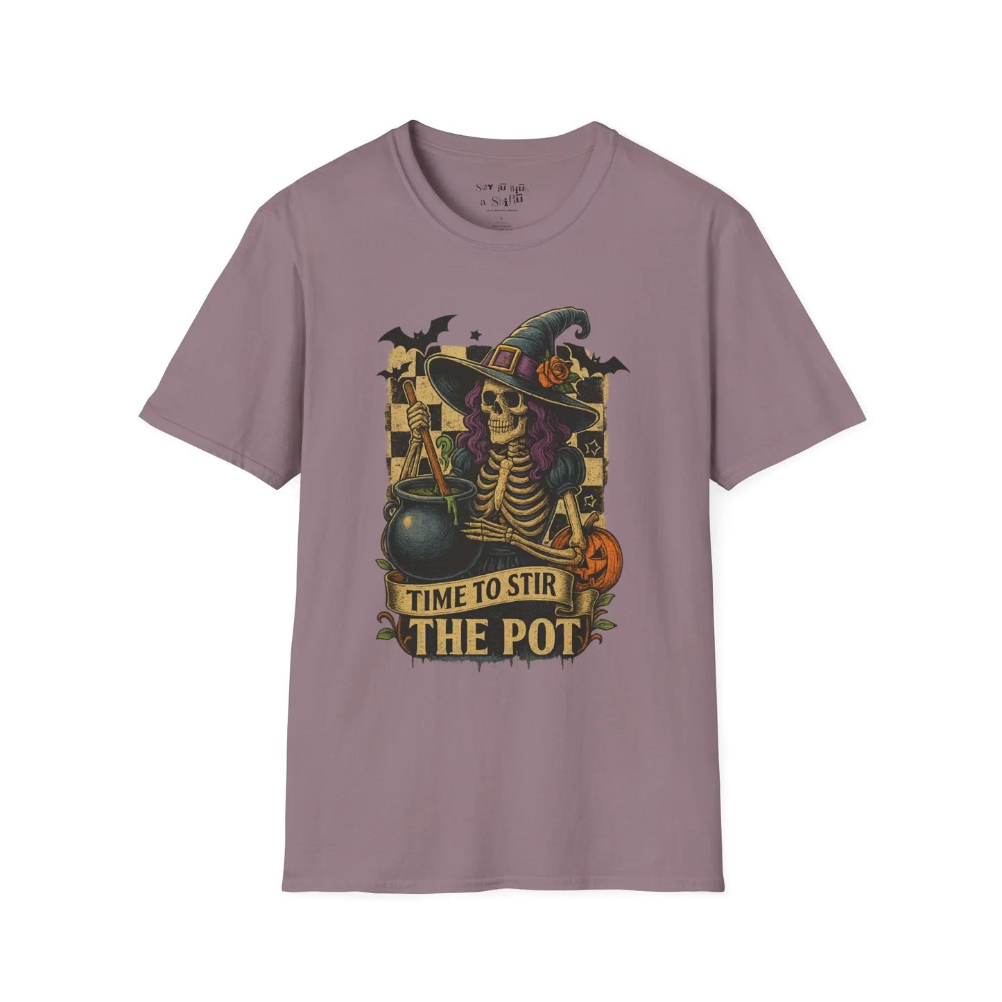 Time to Stir the Pot Halloween Witch Skeleton Tee Shirt Printify