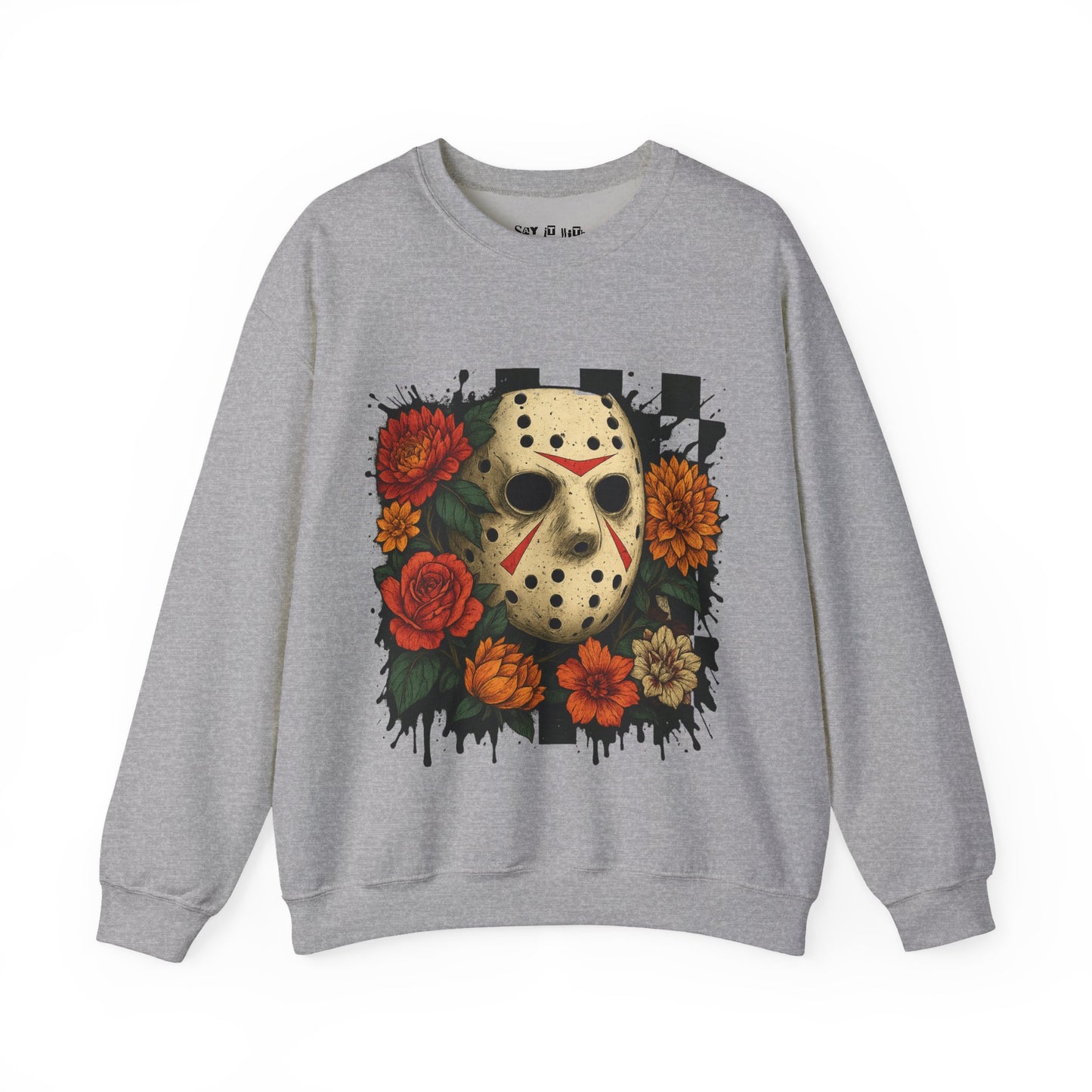 Blooms & Blood – Jason Mask Floral Horror Sweatshirt