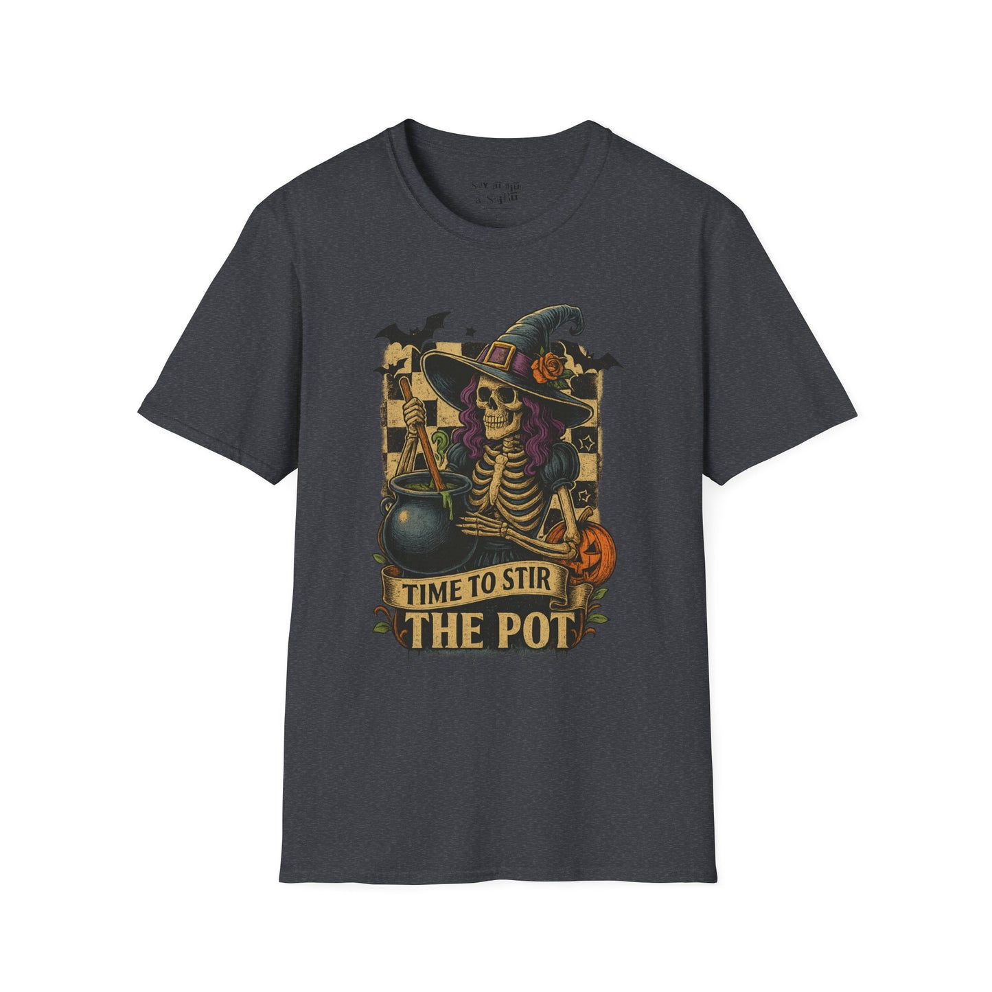 Time to Stir the Pot Halloween Witch Skeleton Tee Shirt