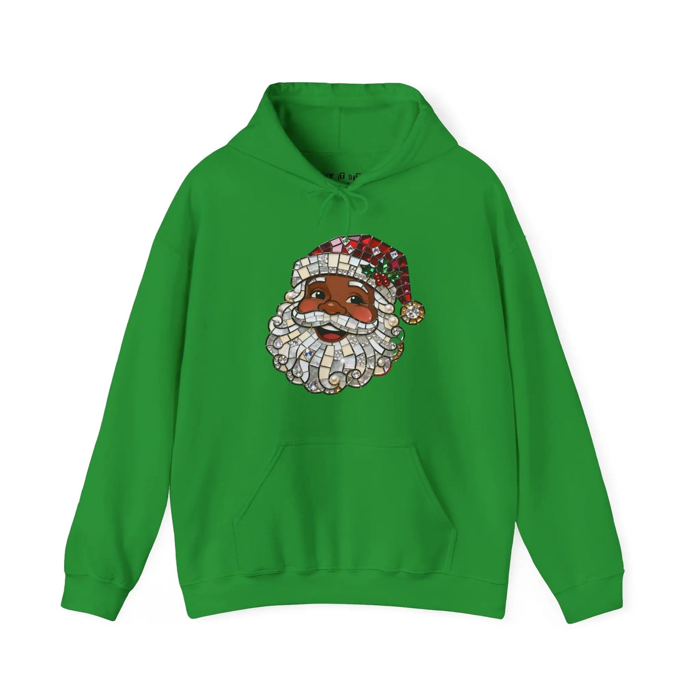 Mosaic Black Santa Christmas Hoodie Printify