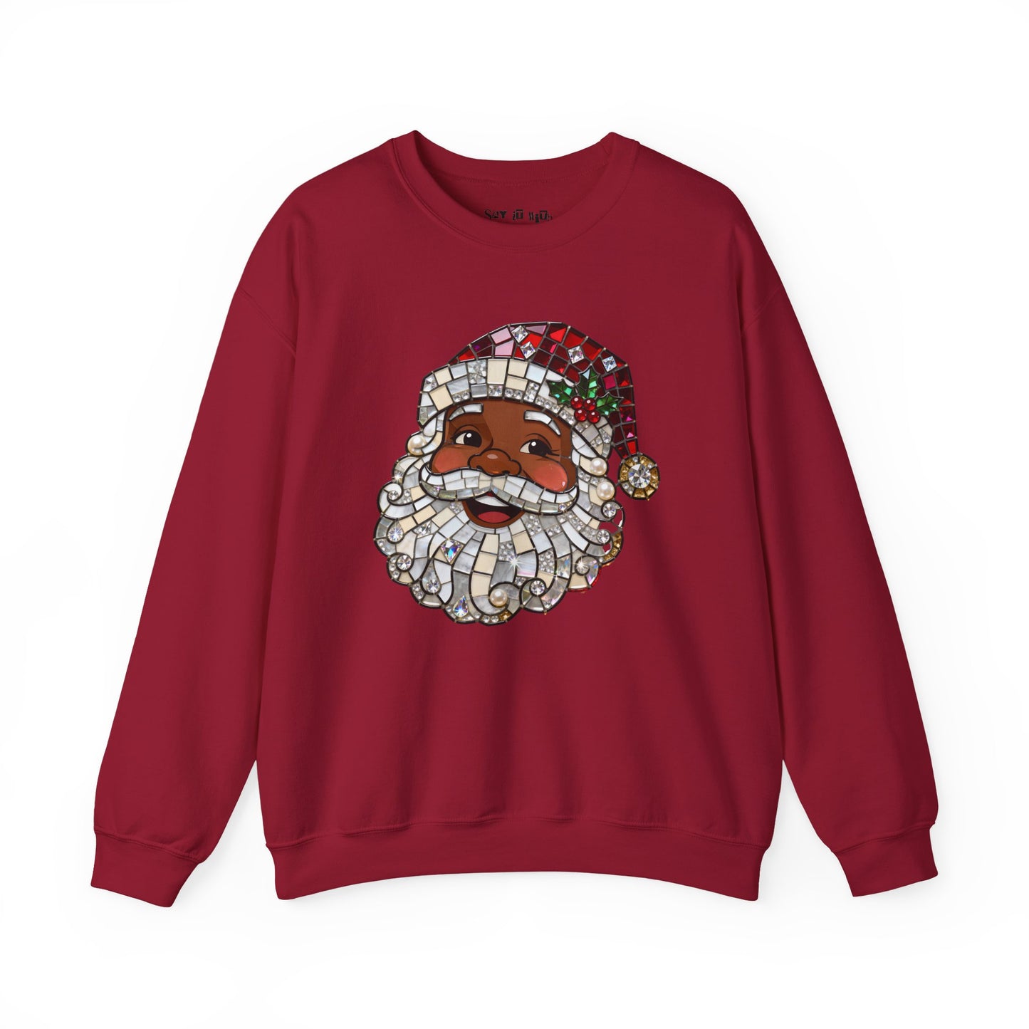 Mosaic Black Santa Christmas Sweatshirt