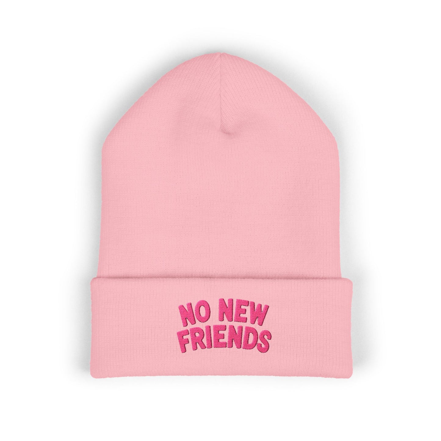 No New Friends Embroidered Beanie Hat
