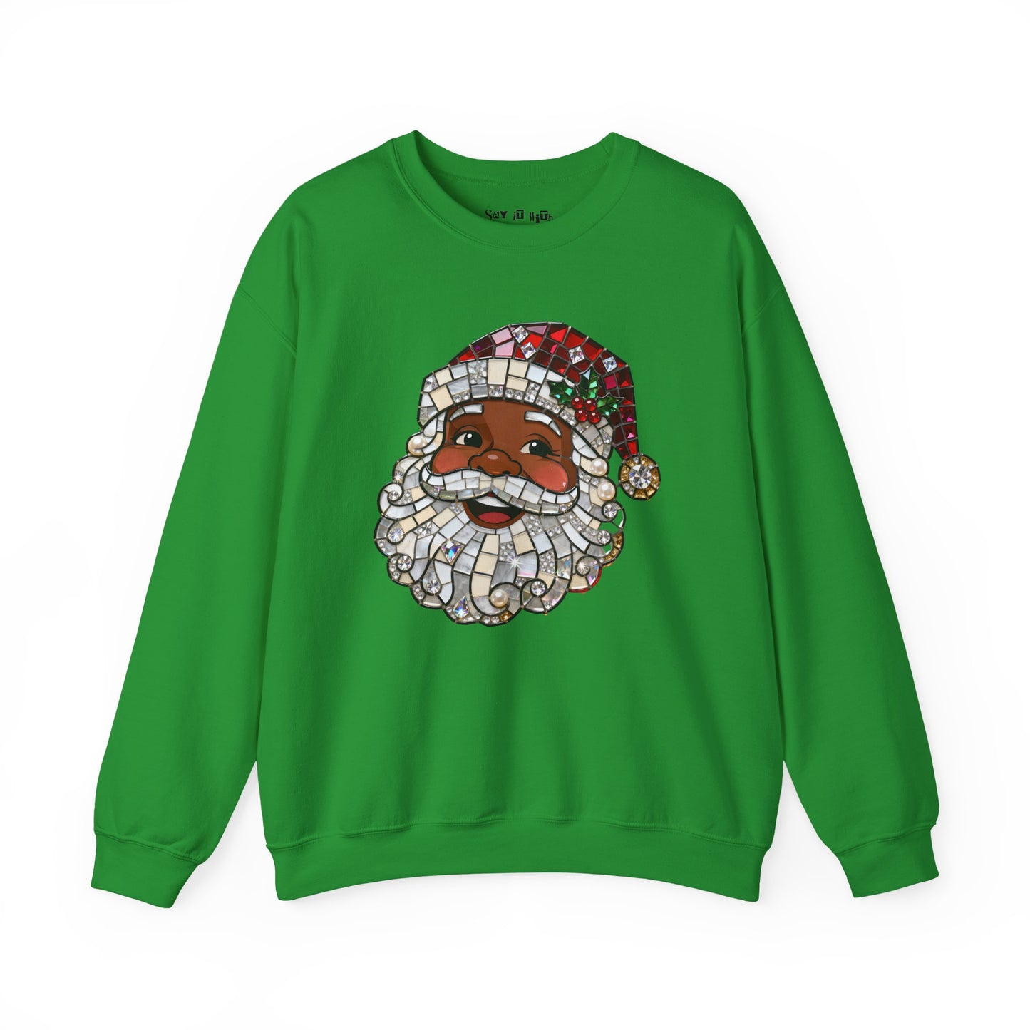 Mosaic Black Santa Christmas Sweatshirt