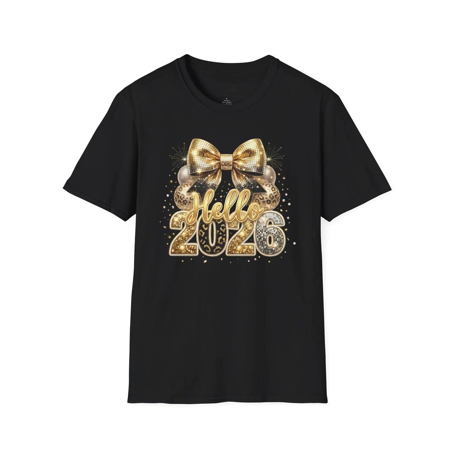 Hello 2026 Glam Bow Tee Shirt Printify