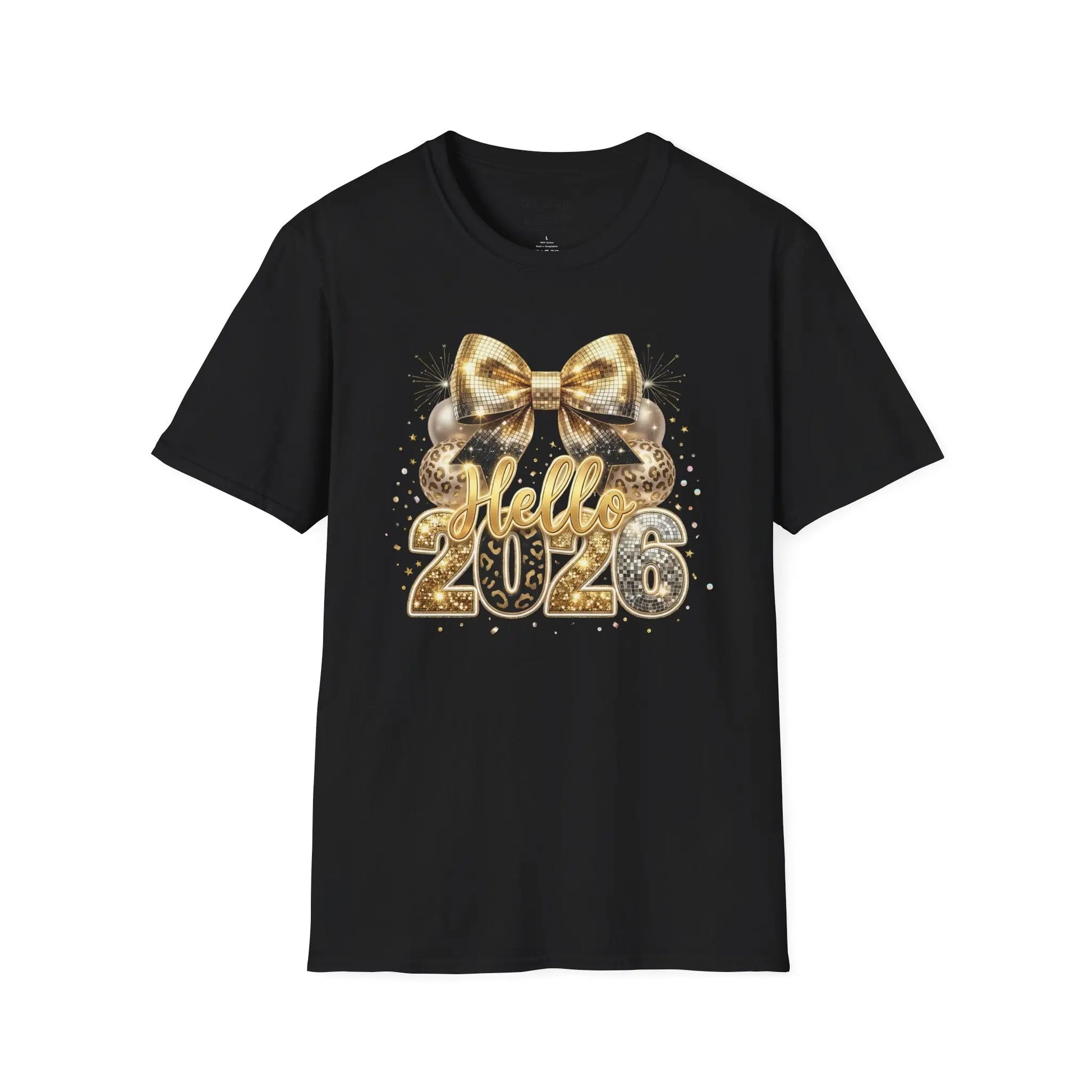 Hello 2026 Glam Bow Tee Shirt Printify