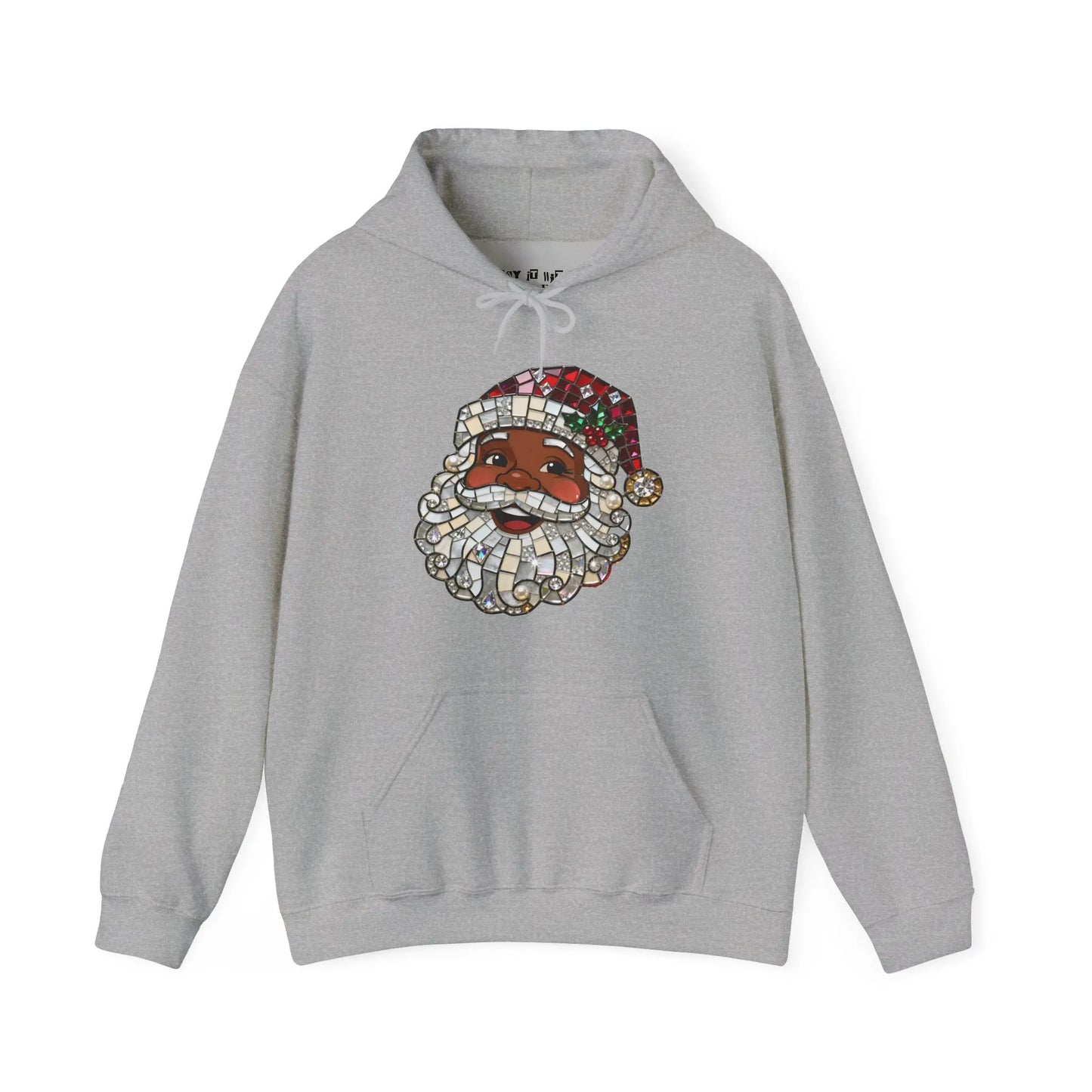 Mosaic Black Santa Christmas Hoodie Printify