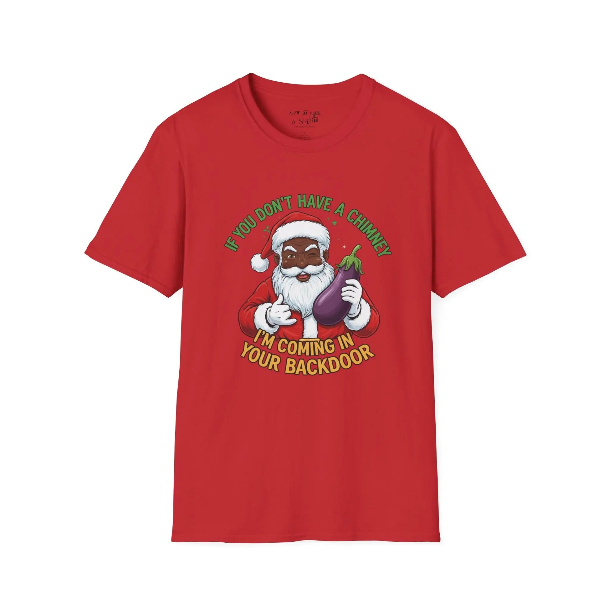 Funny Black Santa “No Chimney” Tee Shirt Printify