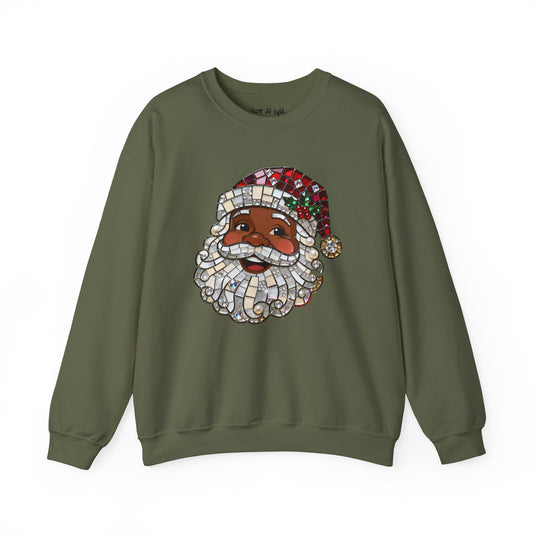 Mosaic Black Santa Christmas Sweatshirt