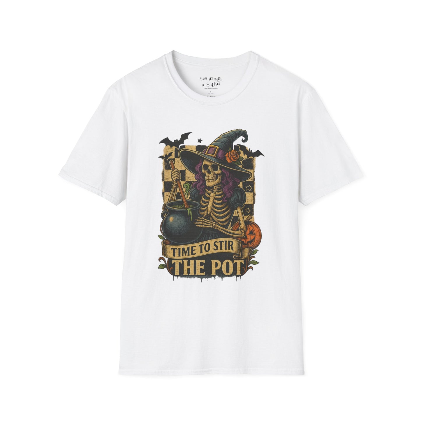 Time to Stir the Pot Halloween Witch Skeleton Tee Shirt