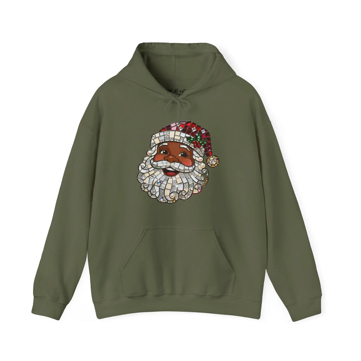 Mosaic Black Santa Christmas Hoodie Printify