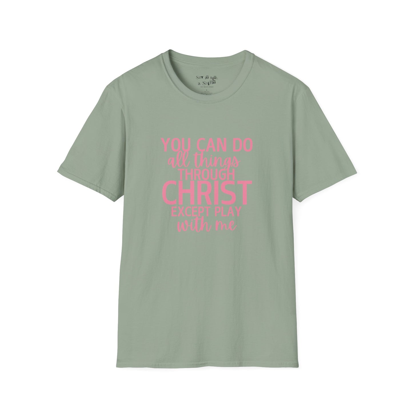 You Can Do All Things Through Christ Except Play With Me Tee Shirt