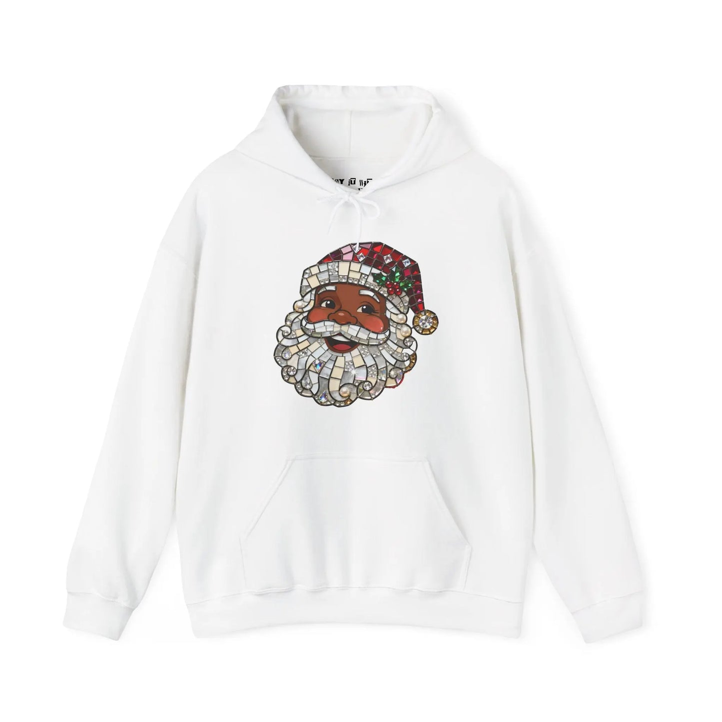 Mosaic Black Santa Christmas Hoodie Printify