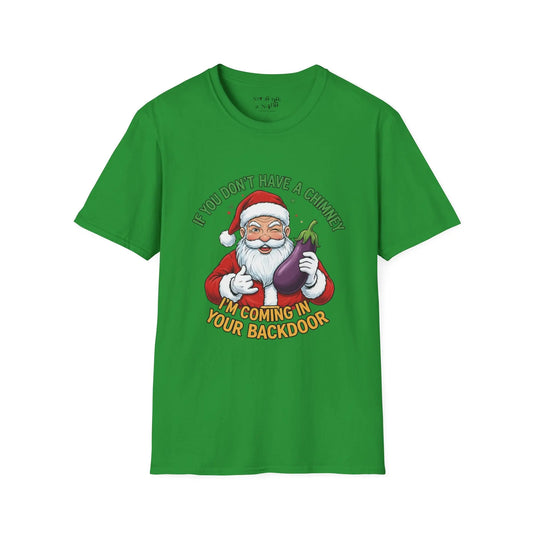 Funny Santa “No Chimney” Christmas Tee Shirt Printify