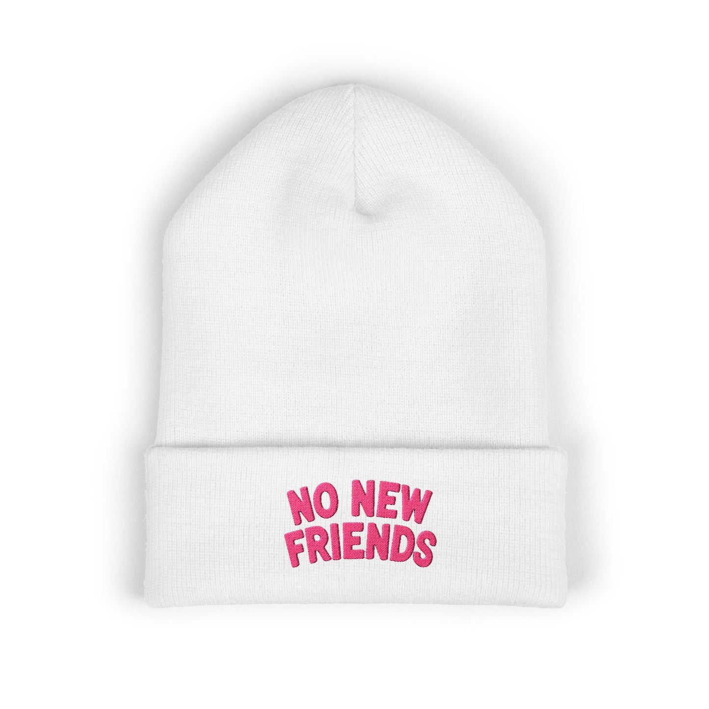 No New Friends Embroidered Beanie Hat