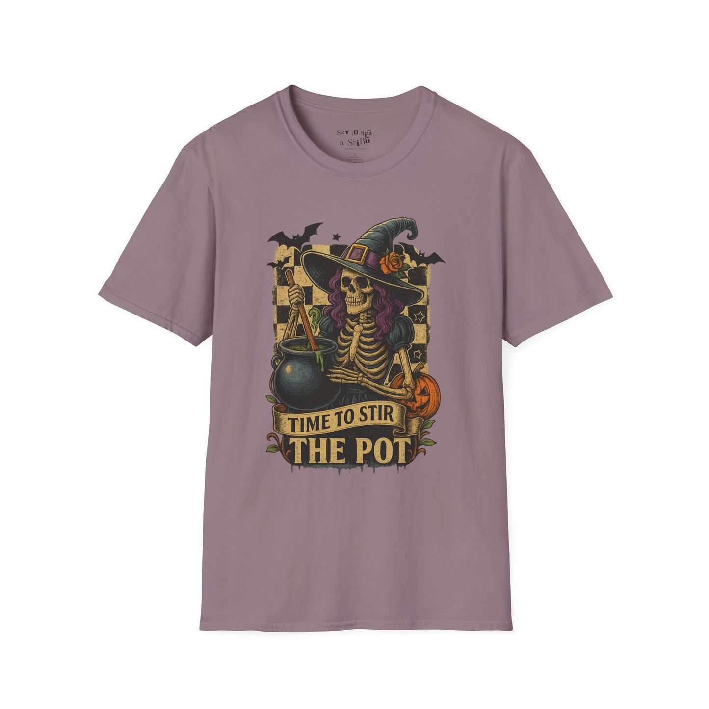 Time to Stir the Pot Halloween Witch Skeleton Tee Shirt