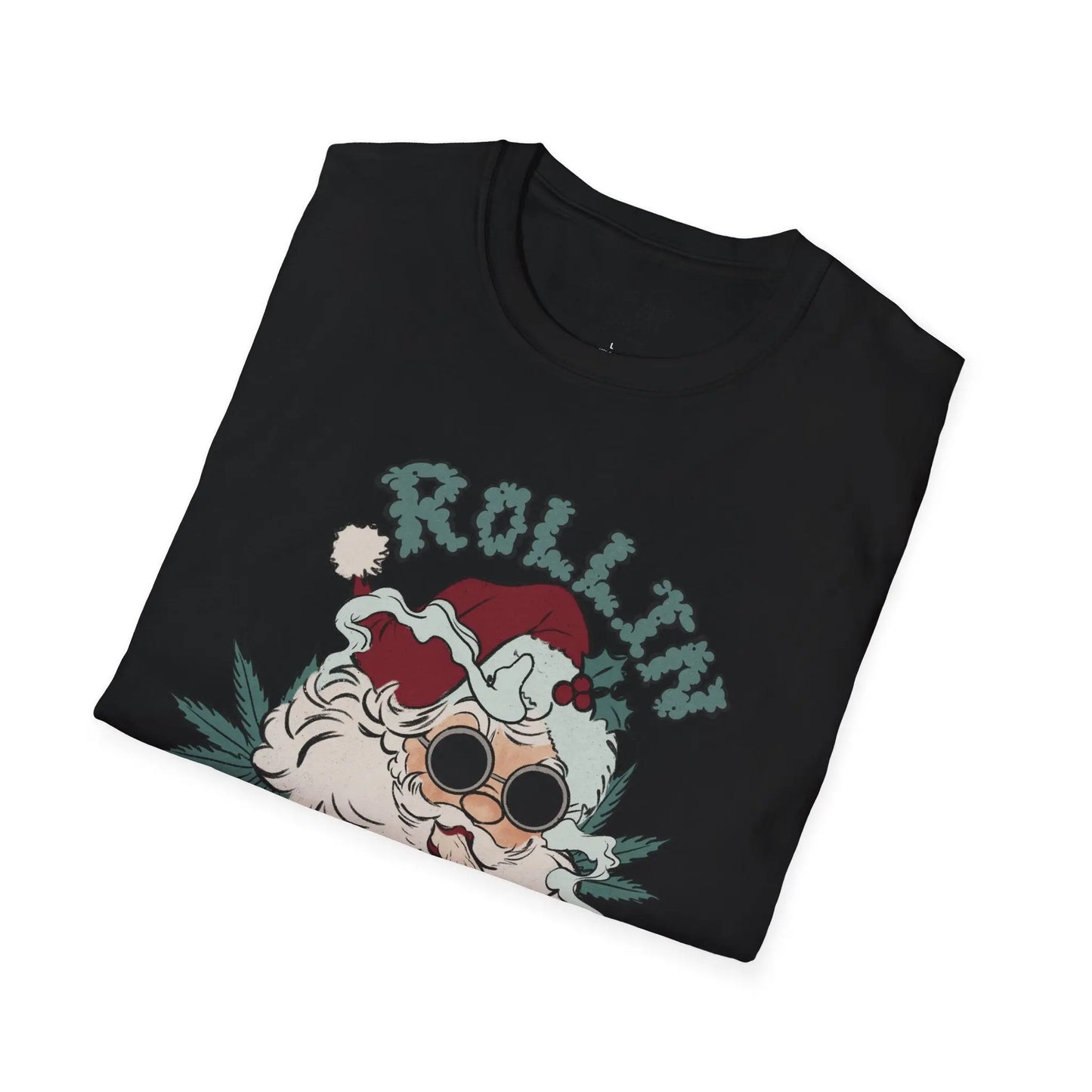Rollin’ Into the Holidays Santa Tee Shirt Printify