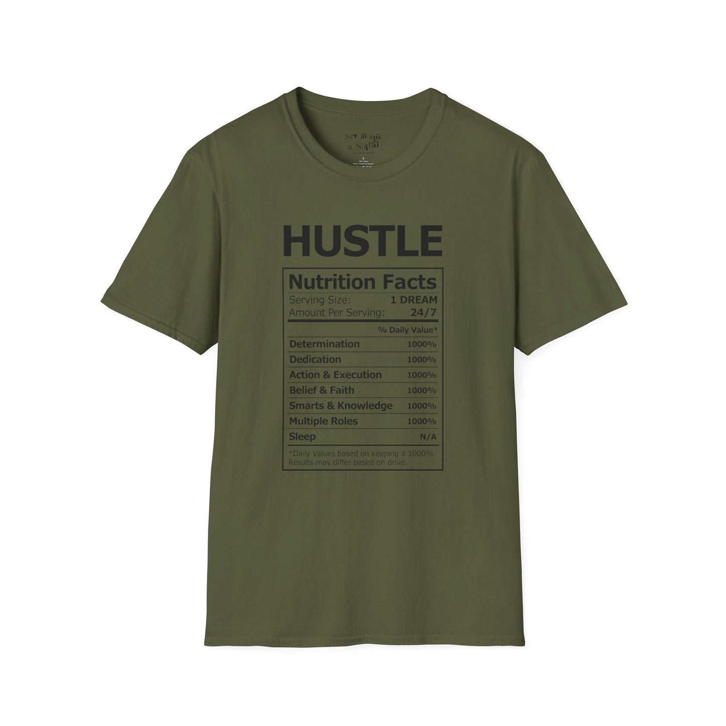 Hustle Nutrition Facts Tee Shirt