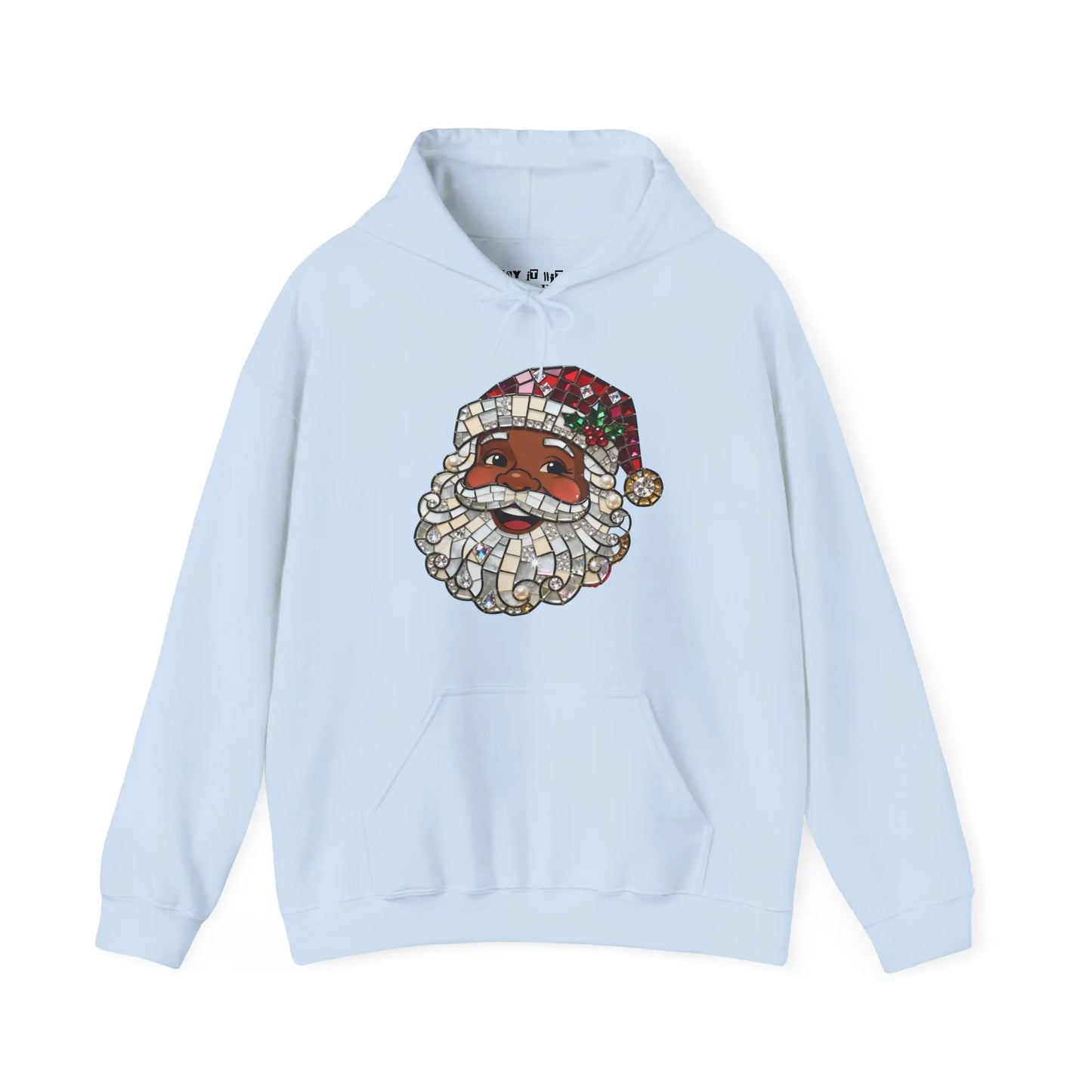 Mosaic Black Santa Christmas Hoodie Printify