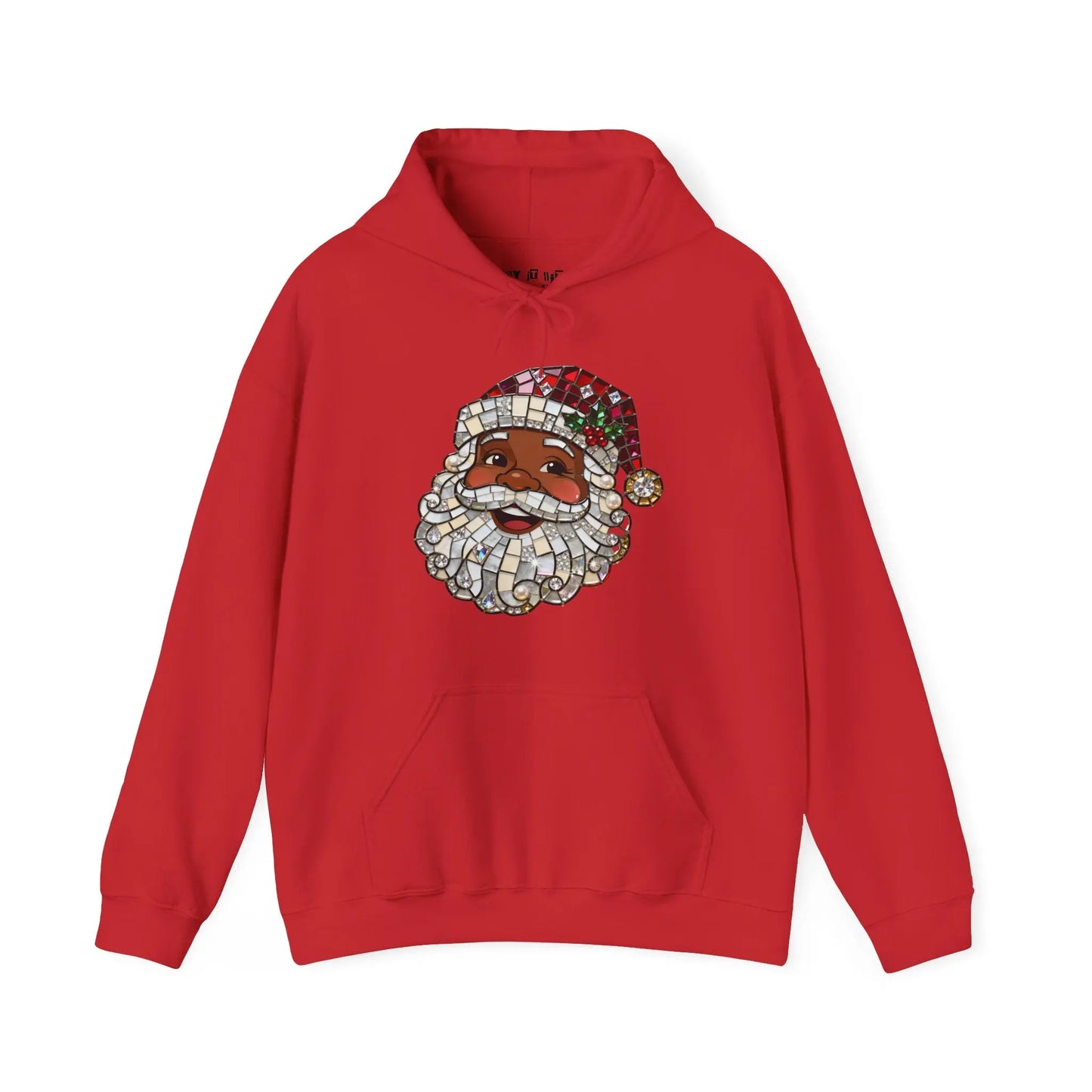 Mosaic Black Santa Christmas Hoodie Printify