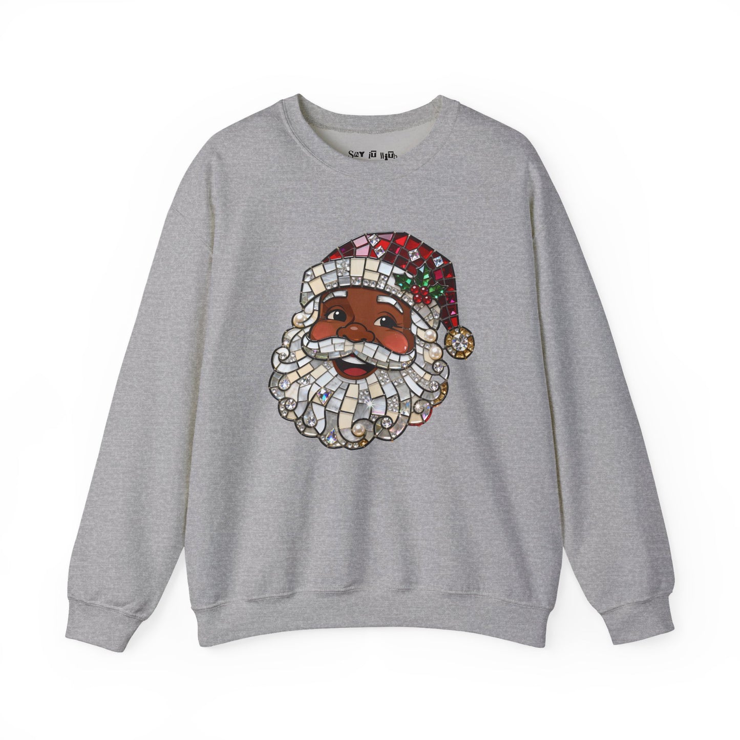 Mosaic Black Santa Christmas Sweatshirt
