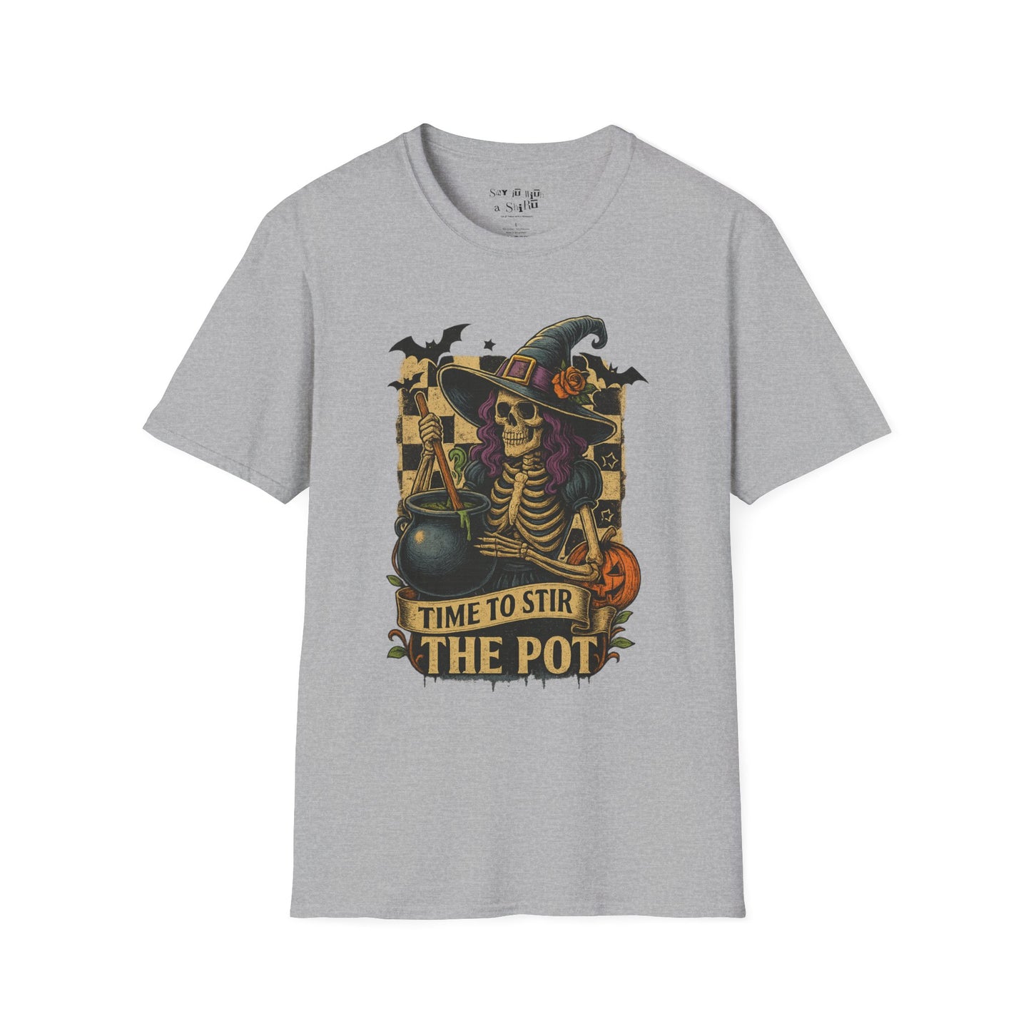 Time to Stir the Pot Halloween Witch Skeleton Tee Shirt