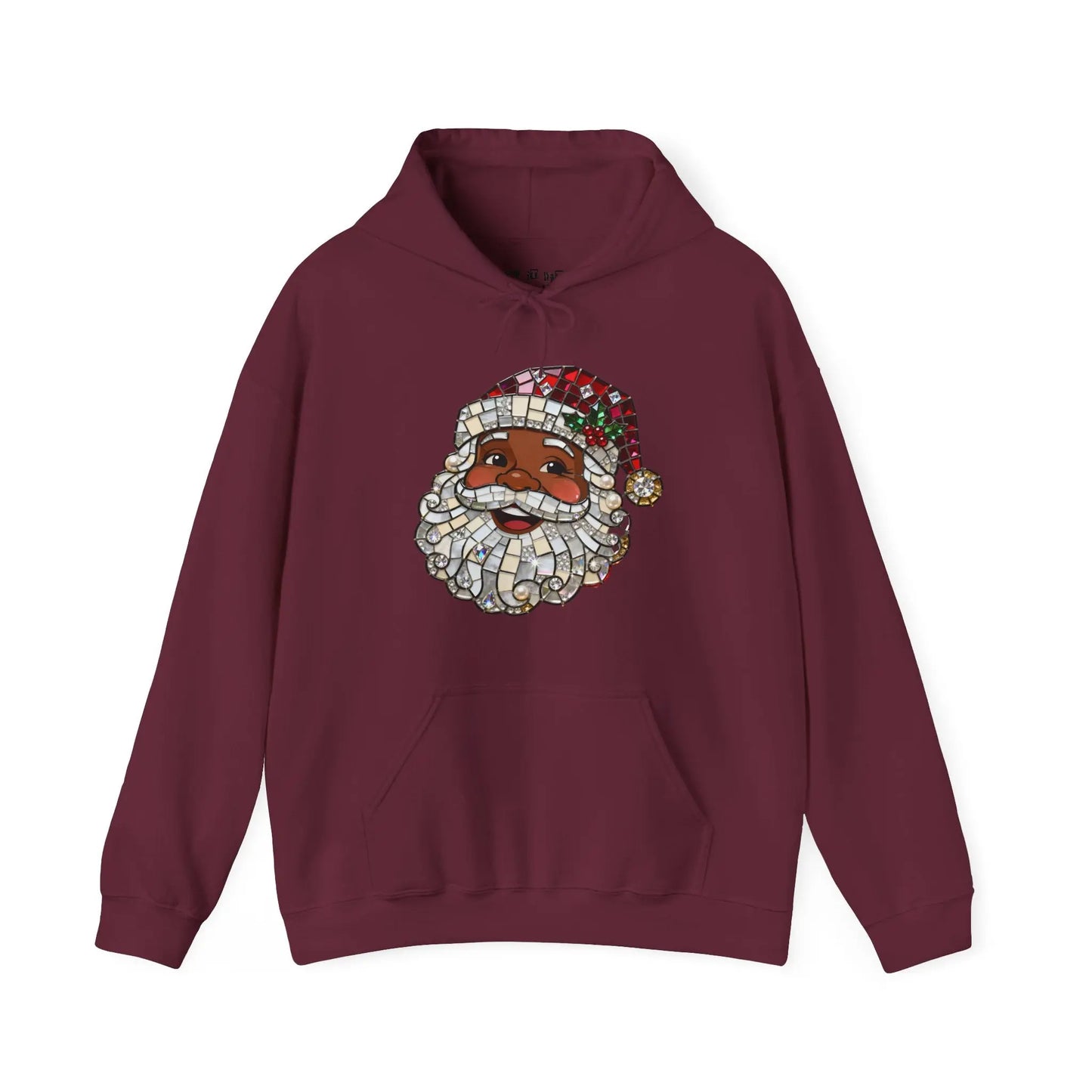 Mosaic Black Santa Christmas Hoodie Printify