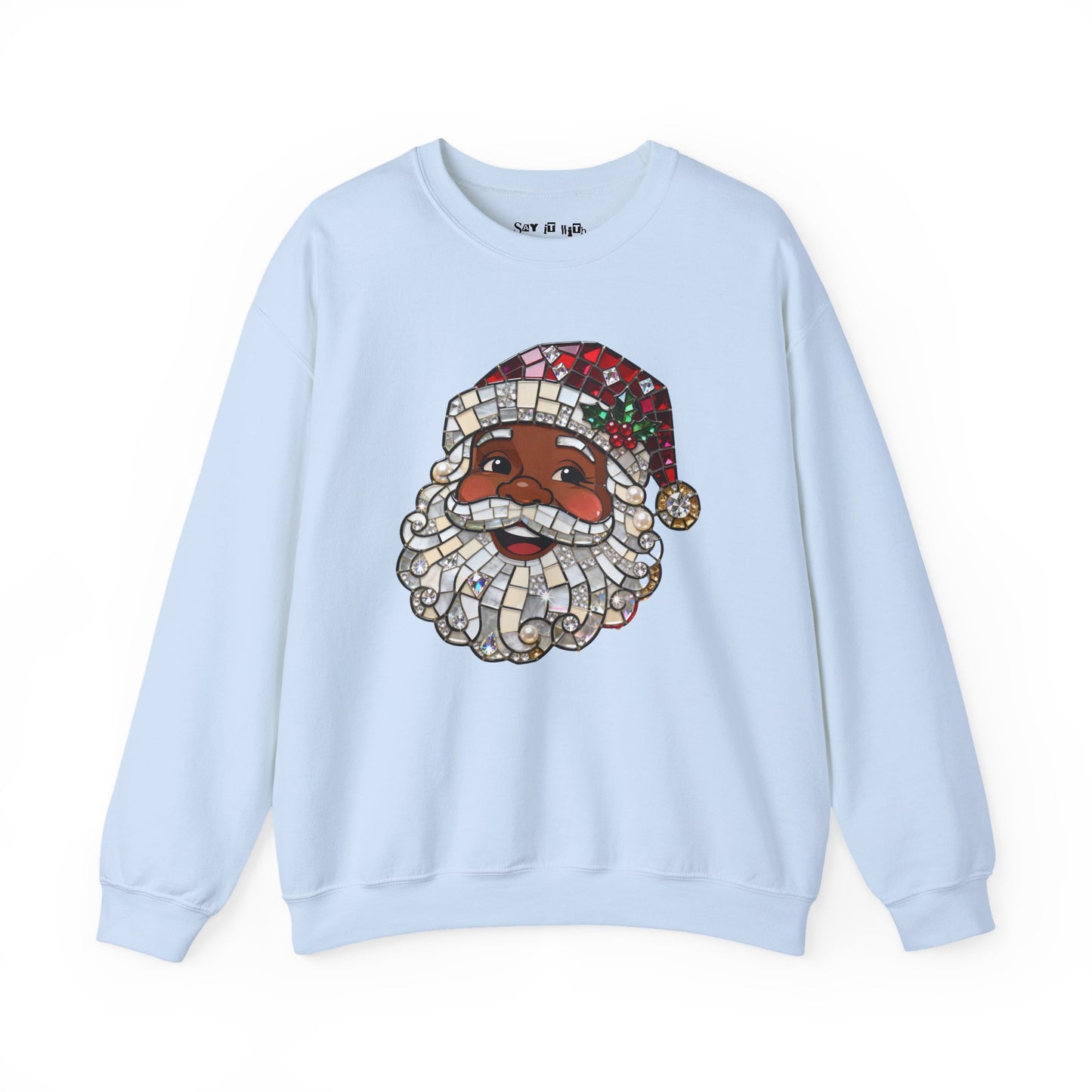Mosaic Black Santa Christmas Sweatshirt