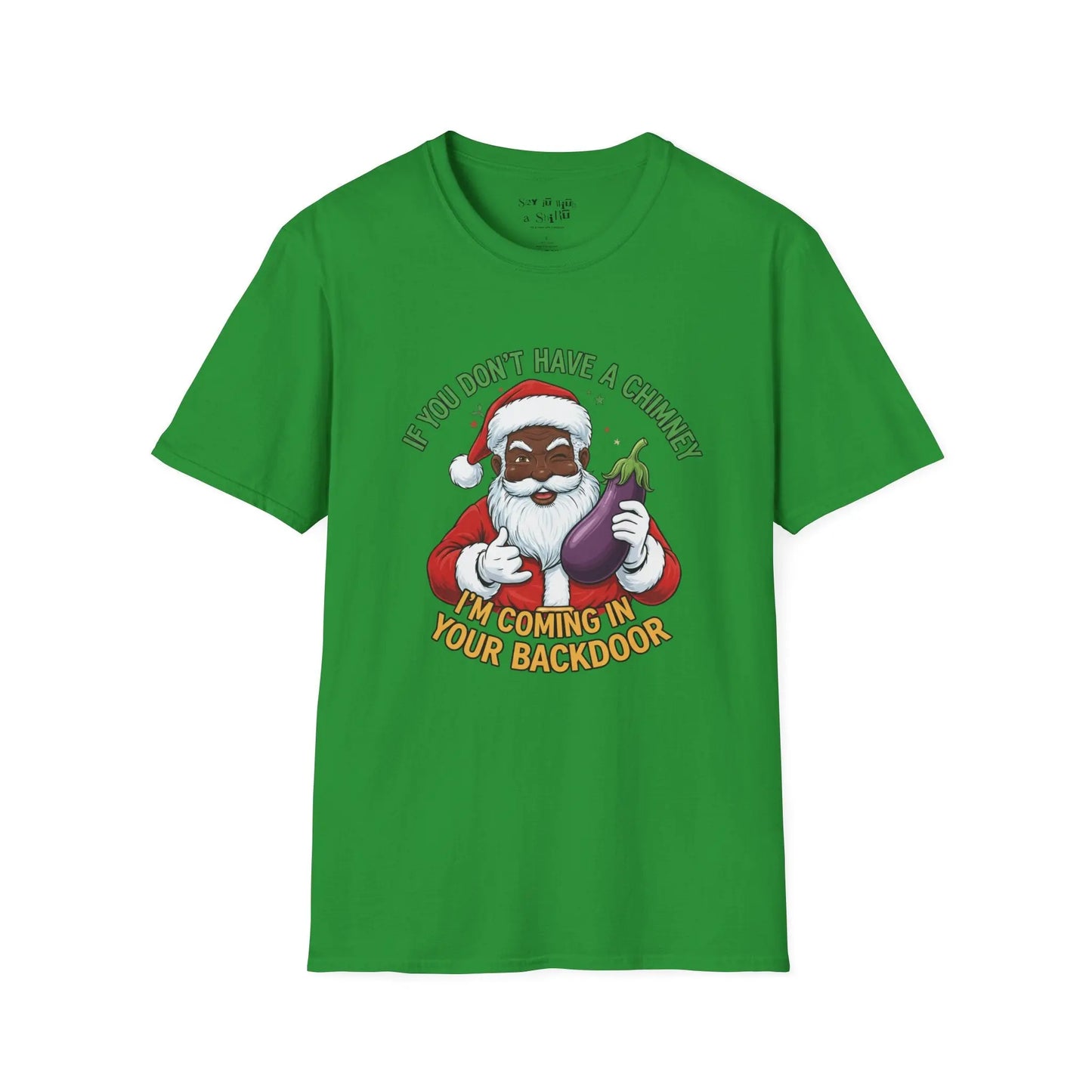 Funny Black Santa “No Chimney” Tee Shirt Printify