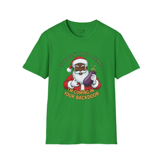 Funny Black Santa “No Chimney” Tee Shirt Printify