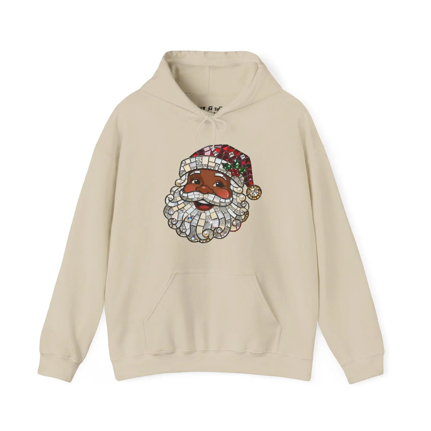 Mosaic Black Santa Christmas Hoodie Printify