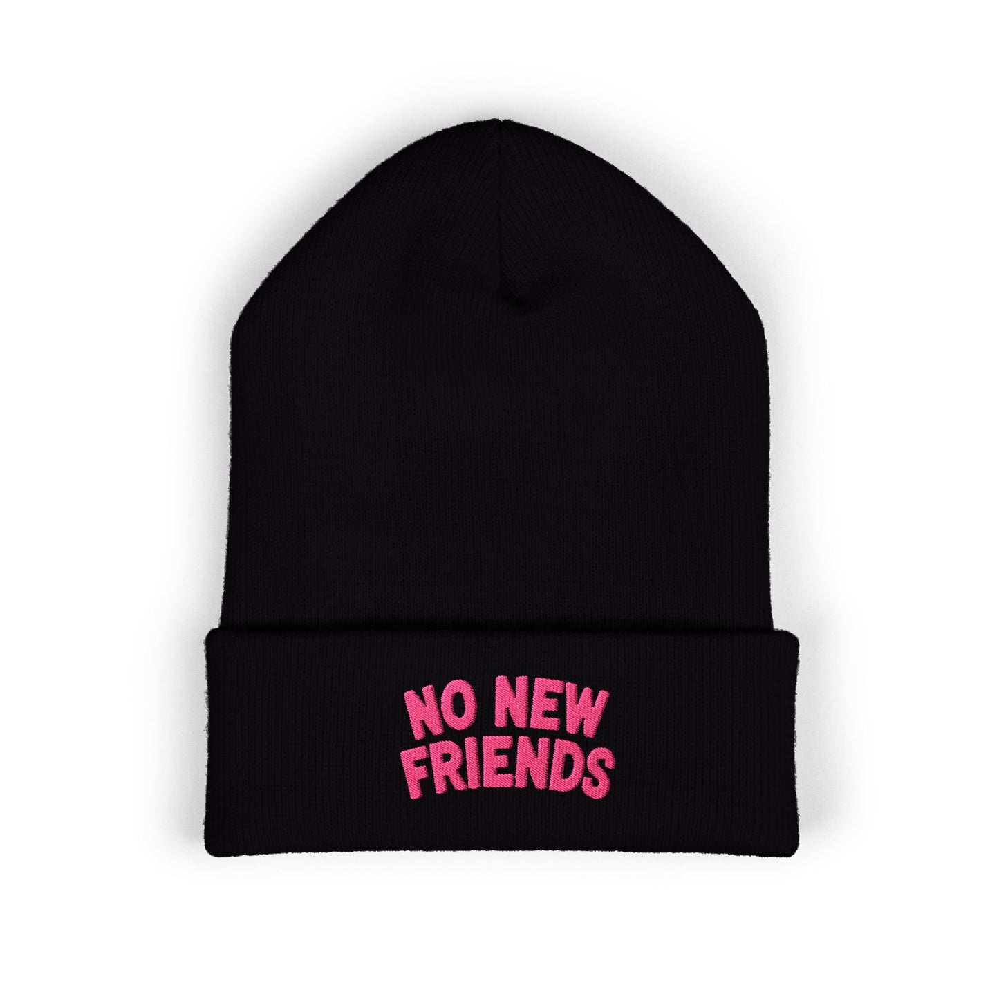No New Friends Embroidered Beanie Hat