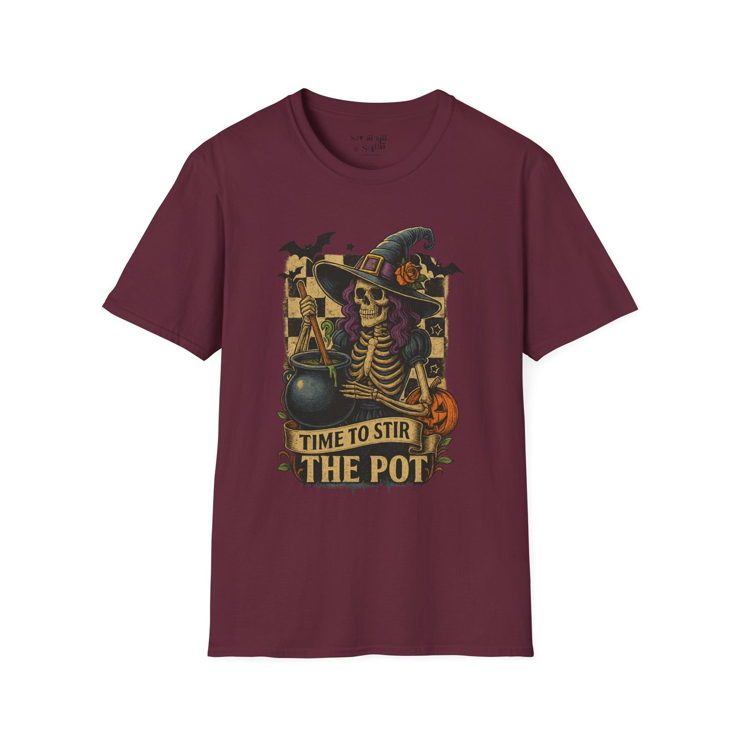 Time to Stir the Pot Halloween Witch Skeleton Tee Shirt
