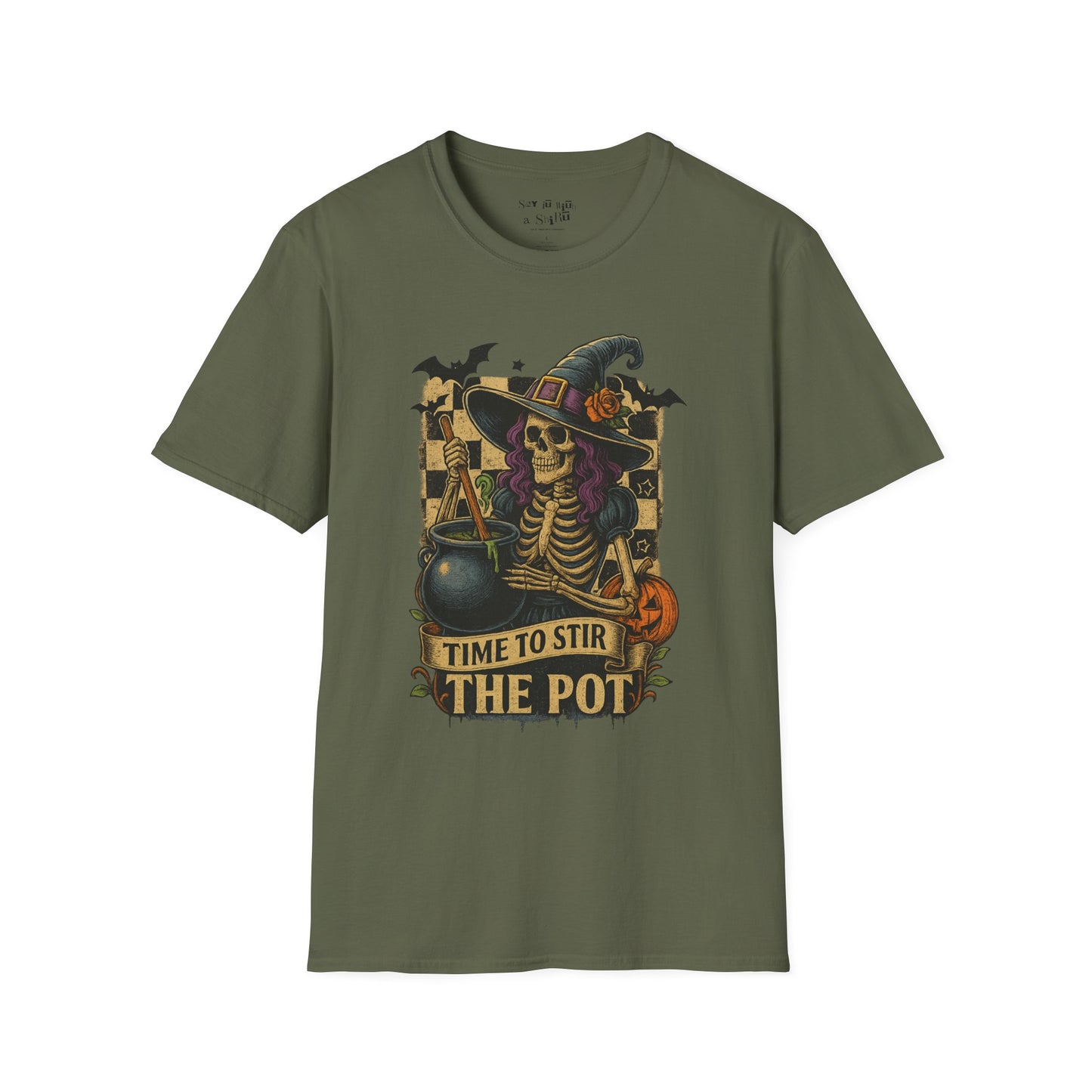 Time to Stir the Pot Halloween Witch Skeleton Tee Shirt