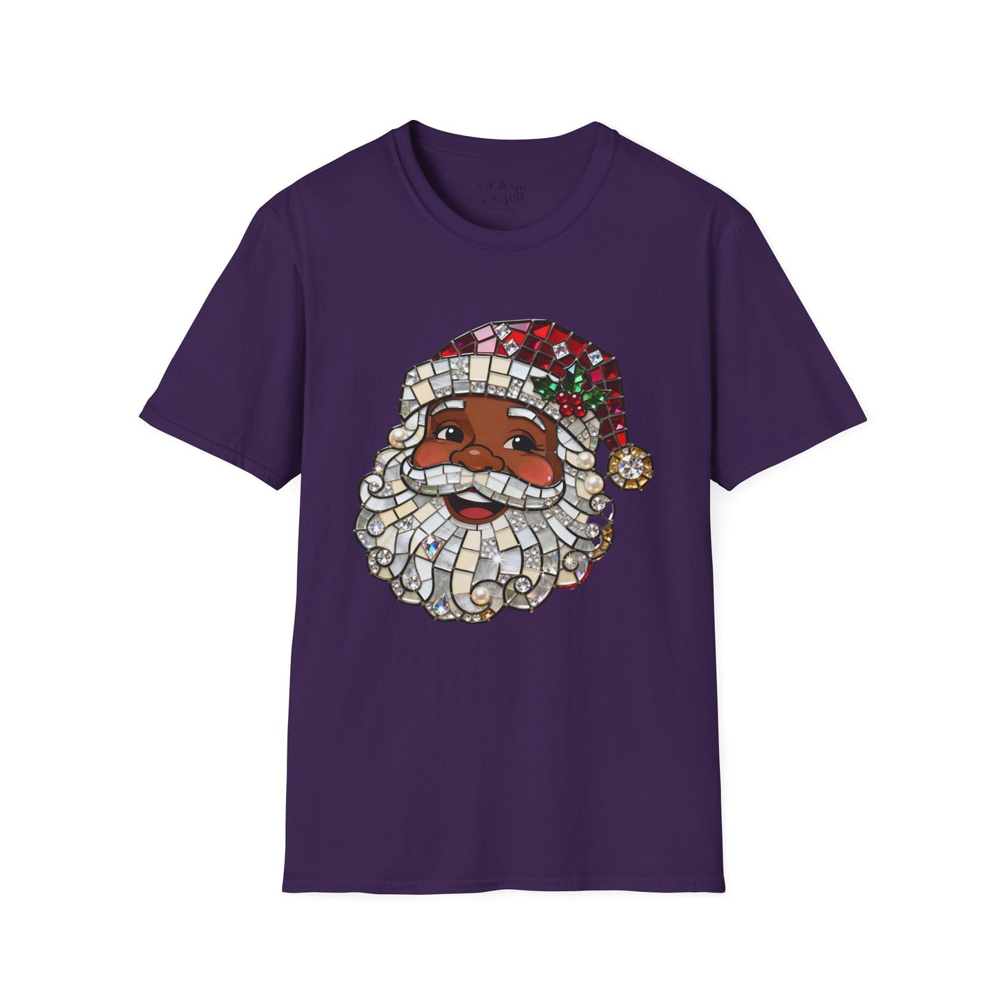 Mosaic Black Santa Christmas Tee Shirt